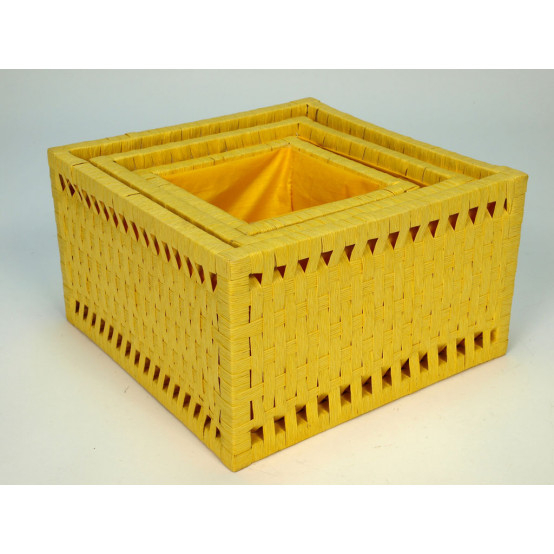 Úložné boxy s výpletem z přírodního provázku, žluté